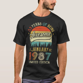 Camiseta Nascer De Janeiro De 1987 35º Aniversário Feito Em