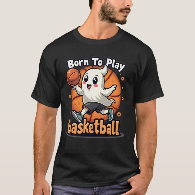 Camiseta Nascer de jogar basquete Halloween Kawaii Ghost (Frente)
