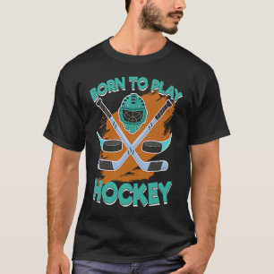 Camiseta Nascer De Jogar Hockey Sticks Capacete E Puck Hoc