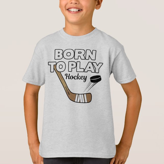 Camiseta Nascer de jogar palito de hóquei e puxar (Frente)