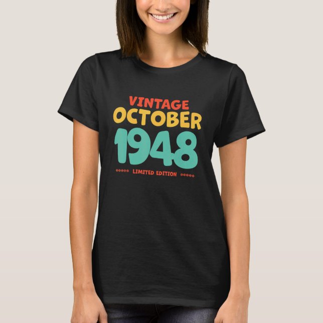 Camiseta Nascer De Legenda De 1948 Outubro Em Outubro De 19 (Frente)