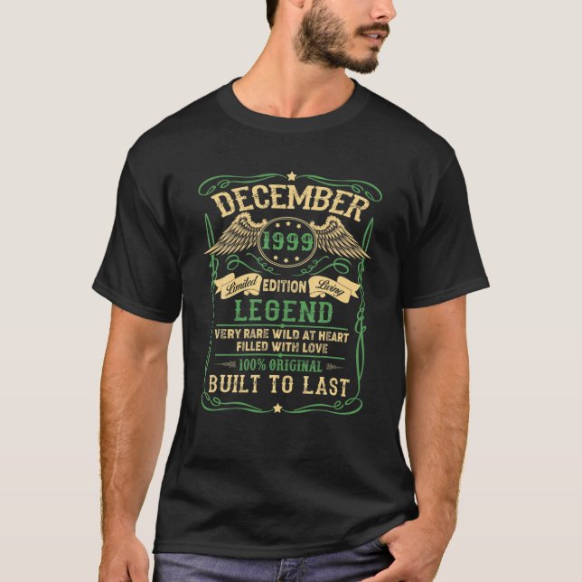 Camiseta Nascer de Legenda DEZEMBRO DE 1999 20 Birthday Gif (Frente)
