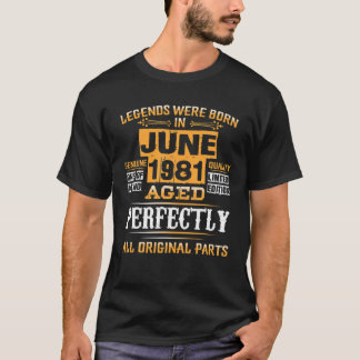 Camiseta Nascer De Legenda Mens Em Junho De 1981 aniversári