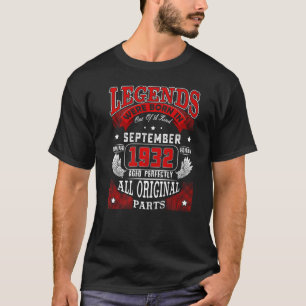 Camiseta Nascer De Legendas De Aniversário De 90 Em Setembr