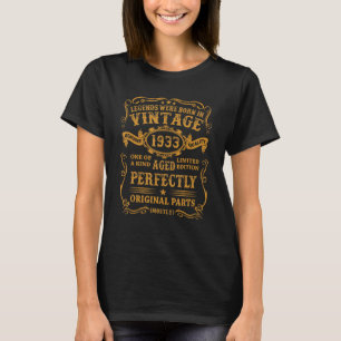 Camiseta Nascer De Legendas Em 1933 Vintage 90, 90 Anos