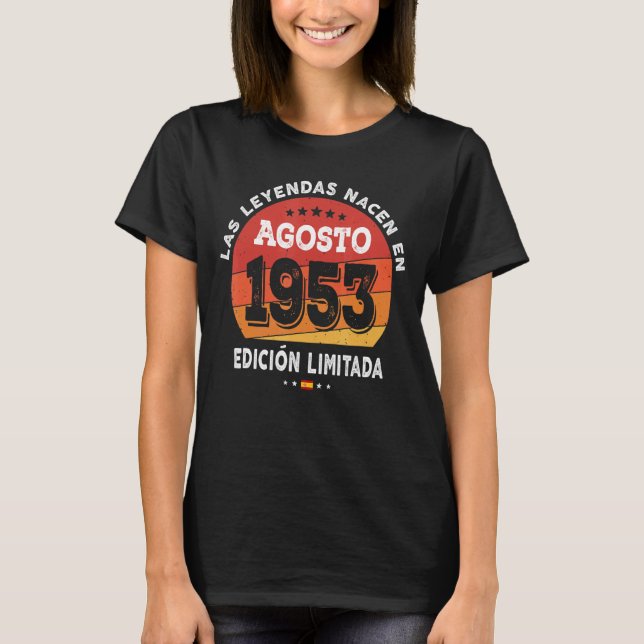 Camiseta Nascer De Legendas Em Agosto De 1953 69º Aniversár (Frente)