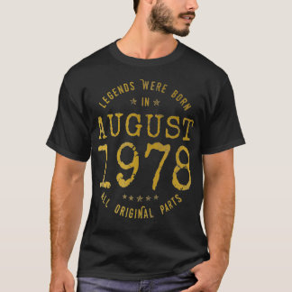 Camiseta Nascer De Legendas Em Agosto De 1978 43º Aniversár