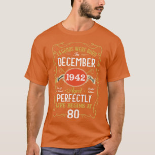 Camiseta Nascer De Legendas Em Dezembro De 1942 80 Birthday