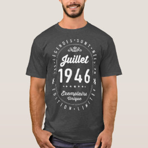 Camiseta Nascer De Legendas Em Julho De 1946 76º Aniversári