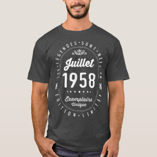 Camiseta Nascer De Legendas Em Julho De 1958 64º Aniversári