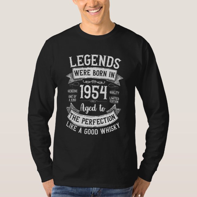 Camiseta Nascer De Lendas Em 1954 Com Idade Como Uma Boa Le (Frente)