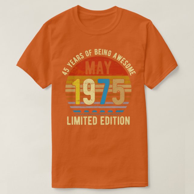 Camiseta Nascer de maio de 1975 Edição limitada Bday Oferec (Frente do Design)