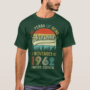 Camiseta Nascer De Novembro De 1962 60º Aniversário Feito E