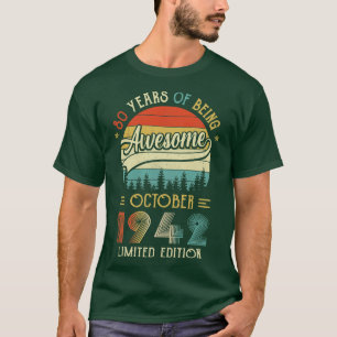 Camiseta Nascer De Outubro De 1942, Aniversário 80 Feito Em