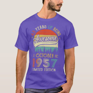Camiseta Nascer De Outubro De 1957 65º Aniversário Feito Em