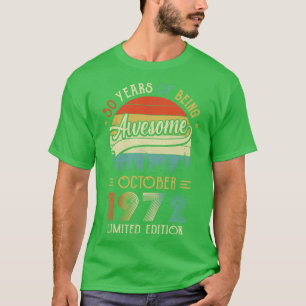 Camiseta Nascer De Outubro De 1972 50º Aniversário Feito Em