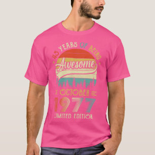 Camiseta Nascer De Outubro De 1977 45º Aniversário Feito Em