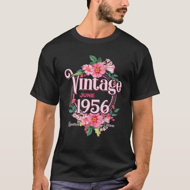 Camiseta Nascer De Presente Para Mulheres Em Junho De 1956  (Frente)