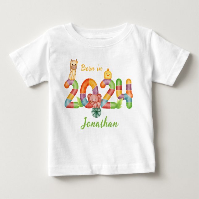 Camiseta nascer de presente personalizado para bebês em 202 (Frente)