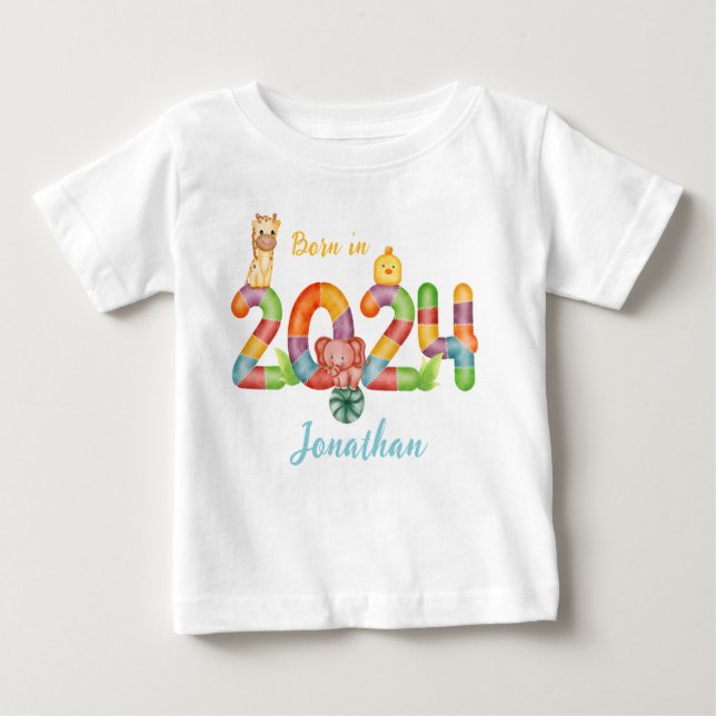 Camiseta nascer de presente personalizado para bebês em 202 (Frente)