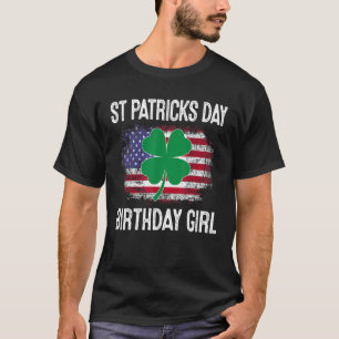 Camiseta Nascer De Rapariga De Aniversário Do Shamrock Dia 