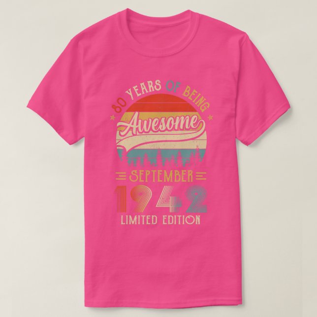 Camiseta Nascer De Setembro De 1942, Aniversário 80 Feito E (Frente do Design)