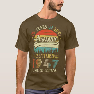 Camiseta Nascer De Setembro De 1947 75º Aniversário Feito E