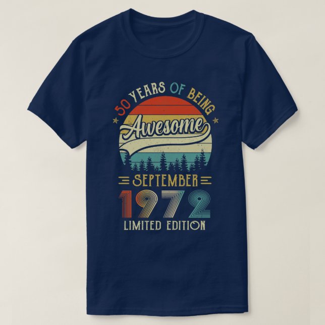 Camiseta Nascer De Setembro De 1972 50º Aniversário Feito E (Frente do Design)