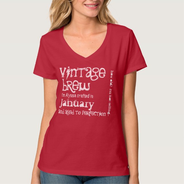 Camiseta Nascer de Texto do Presente de Aniversário em JANE (Frente)