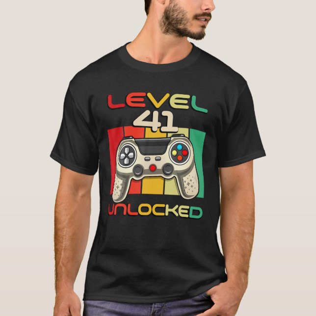 Camiseta Nascer De Videogamer De Nível 41 Desbloqueado Em 1 (Frente)