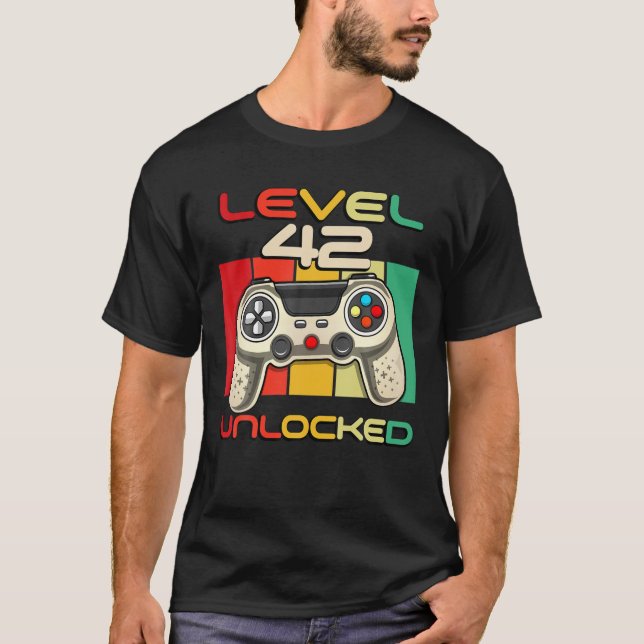 Camiseta Nascer De Videogamer Não Bloqueado Do Nível 42 Em  (Frente)