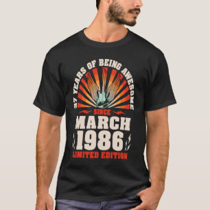 Camiseta Nascer de Violão Guitarista Vintage março 1986 37t