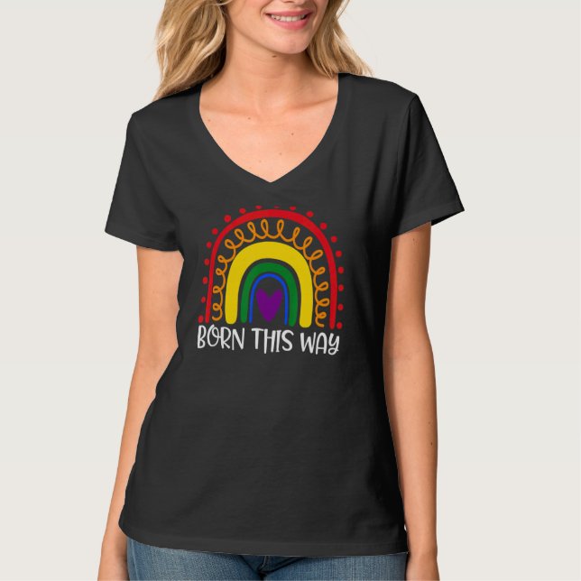 Camiseta Nascer Dessa Maneira O Arco-Íris Gay Lésbicas Tran (Frente)