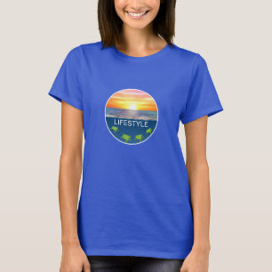 Camiseta Nascer do sol no oceano e estilo de vida das tarta