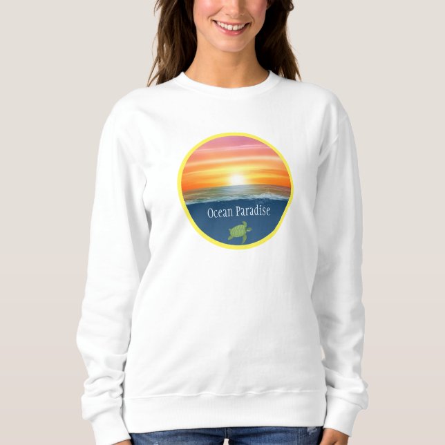 Camiseta Nascer do sol no oceano e tartaruga (Frente)