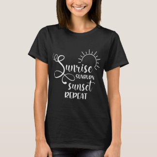 Camiseta Nascer do Sol Queimadura do Sol Pôr do Sol Repita