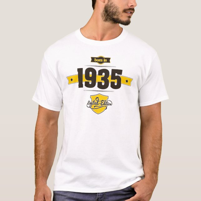 Camiseta nascer em 1935 (choco&yellow) (Frente)