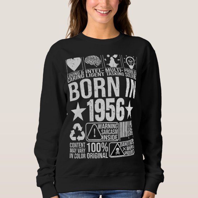 Camiseta Nascer Em 1956 Código de barras do rótulo de aviso (Frente)