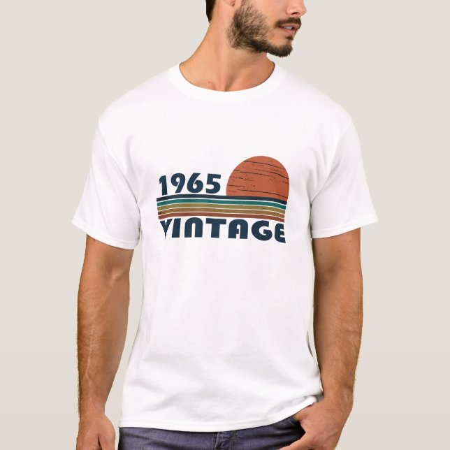 Camiseta Nascer em 1965, 60º presente de aniversário (Frente)