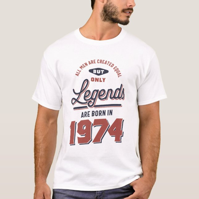 Camiseta Nascer em 1974 Aniversário (Frente)