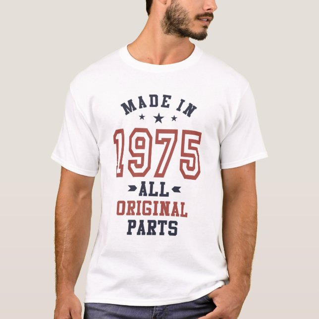 Camiseta Nascer em 1975 Aniversário (Frente)