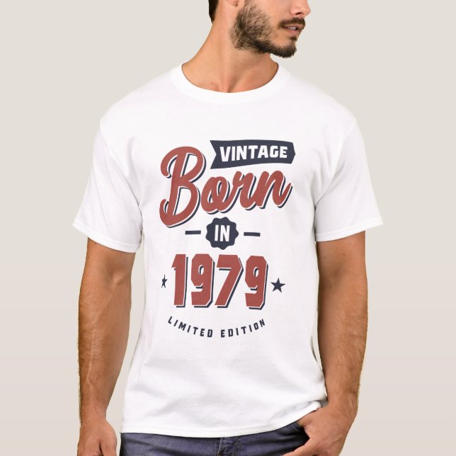 Camiseta Nascer em 1979 Aniversário (Frente)