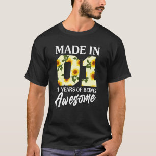 Camiseta Nascer Em 2001 Meninas De aniversário de 21 anos D