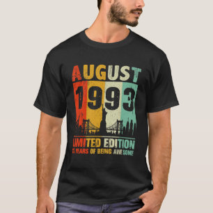 CAMISETA NASCER EM AGOSTO DE 1993 ANOS DE EDIÇÃO LIMITADA D