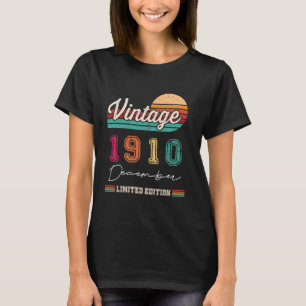 Camiseta Nascer Em Dezembro De 1910 Vintage Happy Birthday 