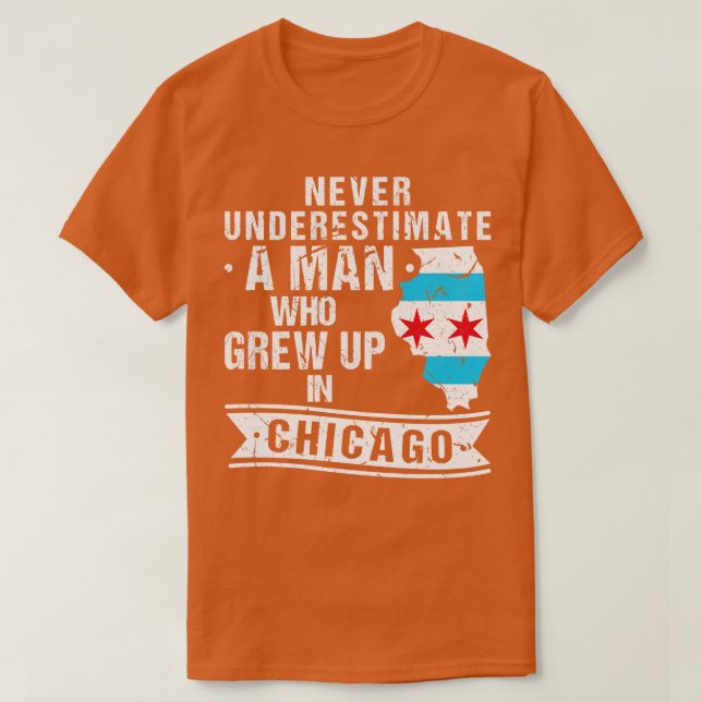 Camiseta Nascer em Illinois Flag Chicago 1 (Frente do Design)