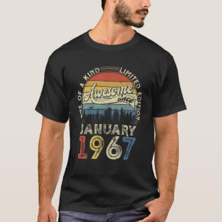 Camiseta Nascer Em Janeiro De 1967 55 Anos Tee Vintage 55º