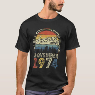 Camiseta Nascer Em Novembro De 1974 47 Anos Tee Vintage 47º