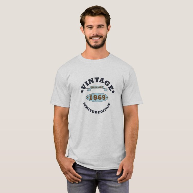Camiseta Nascer em presente de aniversário de 1969 (Frente Completa)