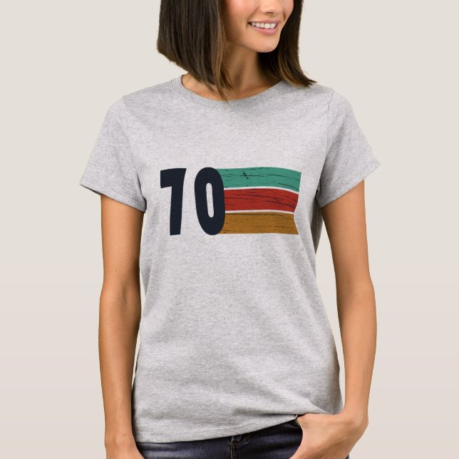 Camiseta Nascer em presente de aniversário de 1970 (Frente)